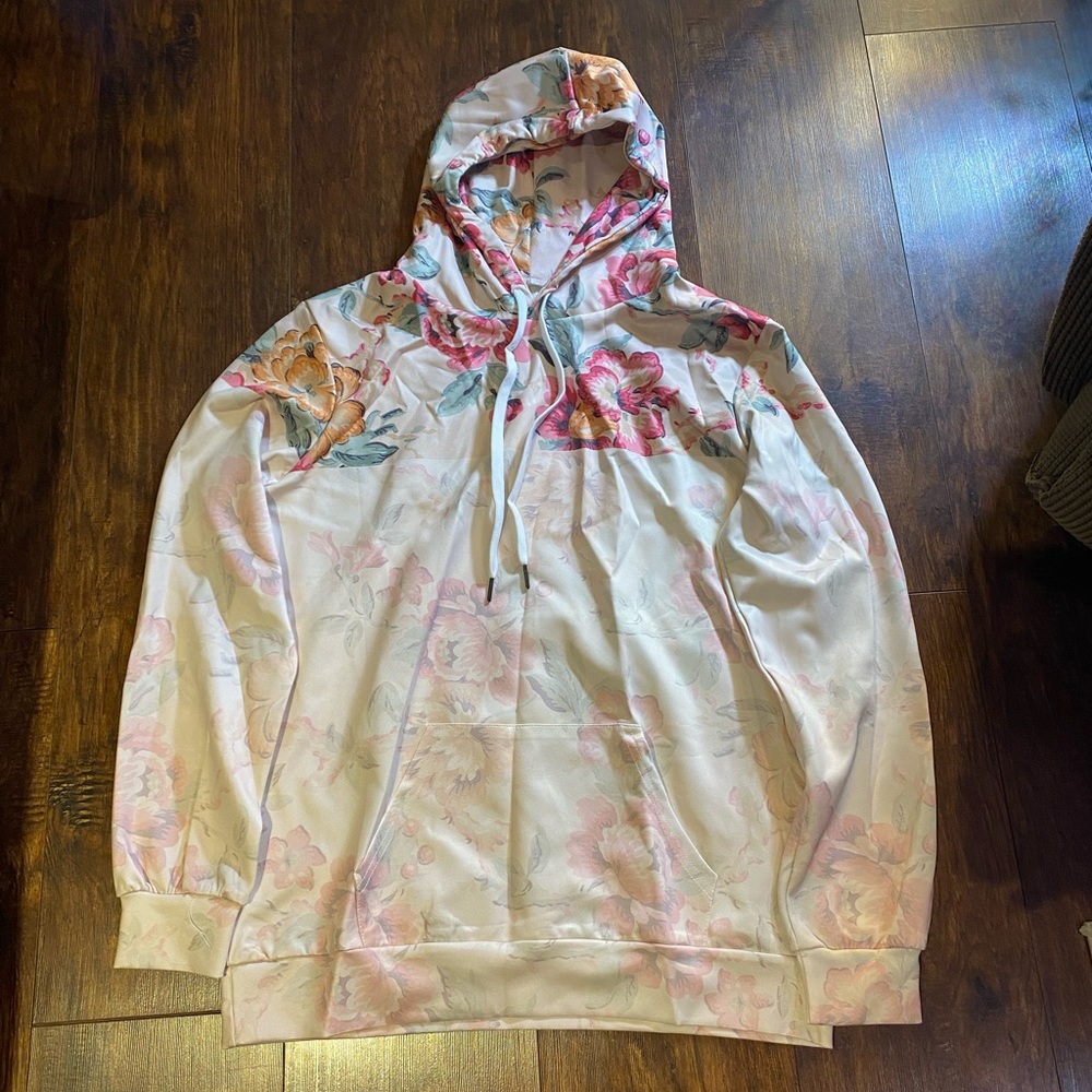 silky floral hoodie